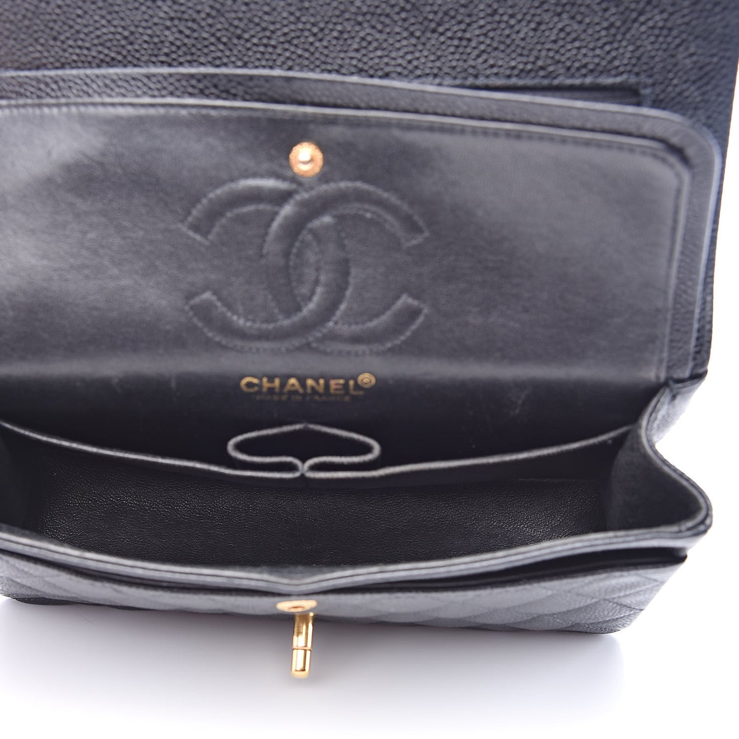 Caviar Quilted Small Double Flap Black