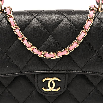 Chanel Lambskin Quilted Flap Phone Holder With Chain Black Lilac 8 of 10