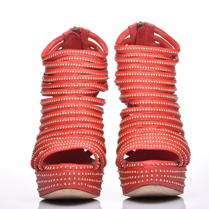 Christian Dior Calfskin Caged Studded Sandals 35 Rouge 2 of 12