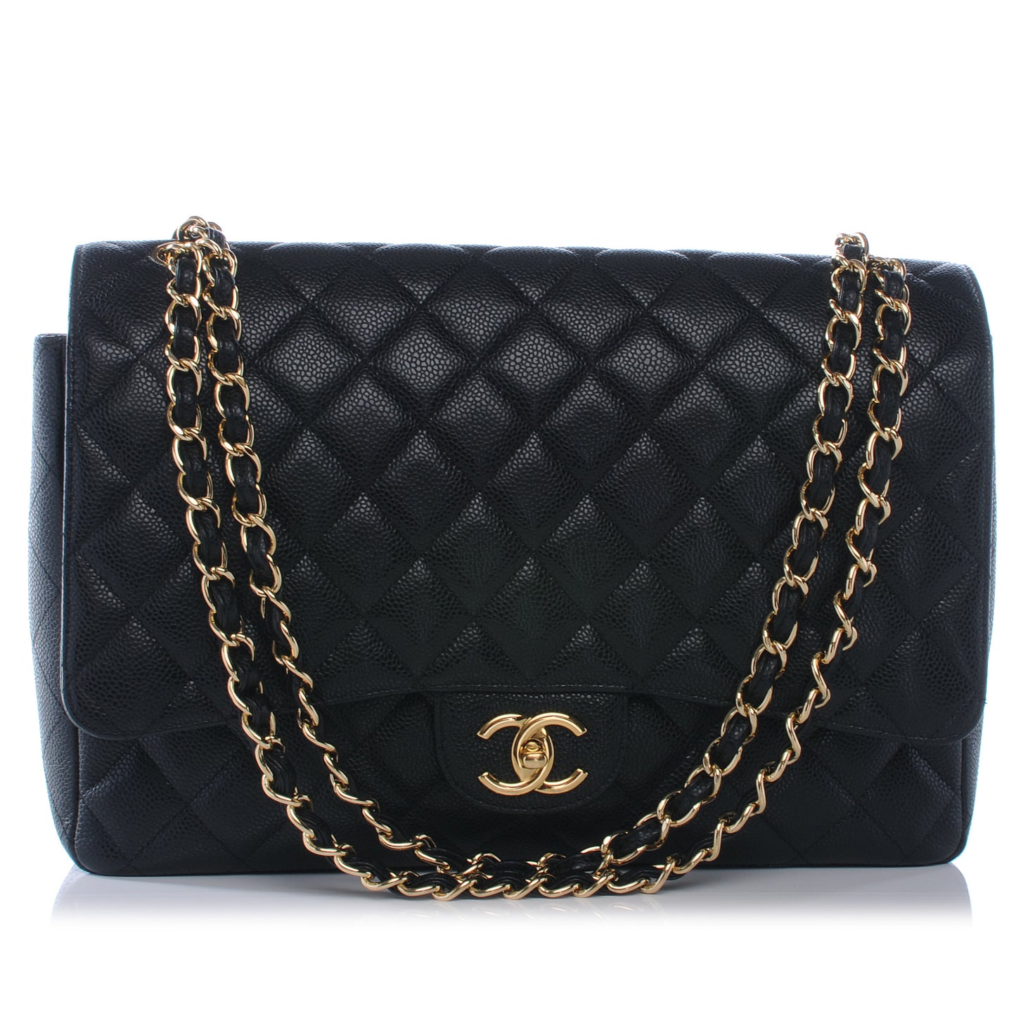 Caviar Quilted Maxi Double Flap Black