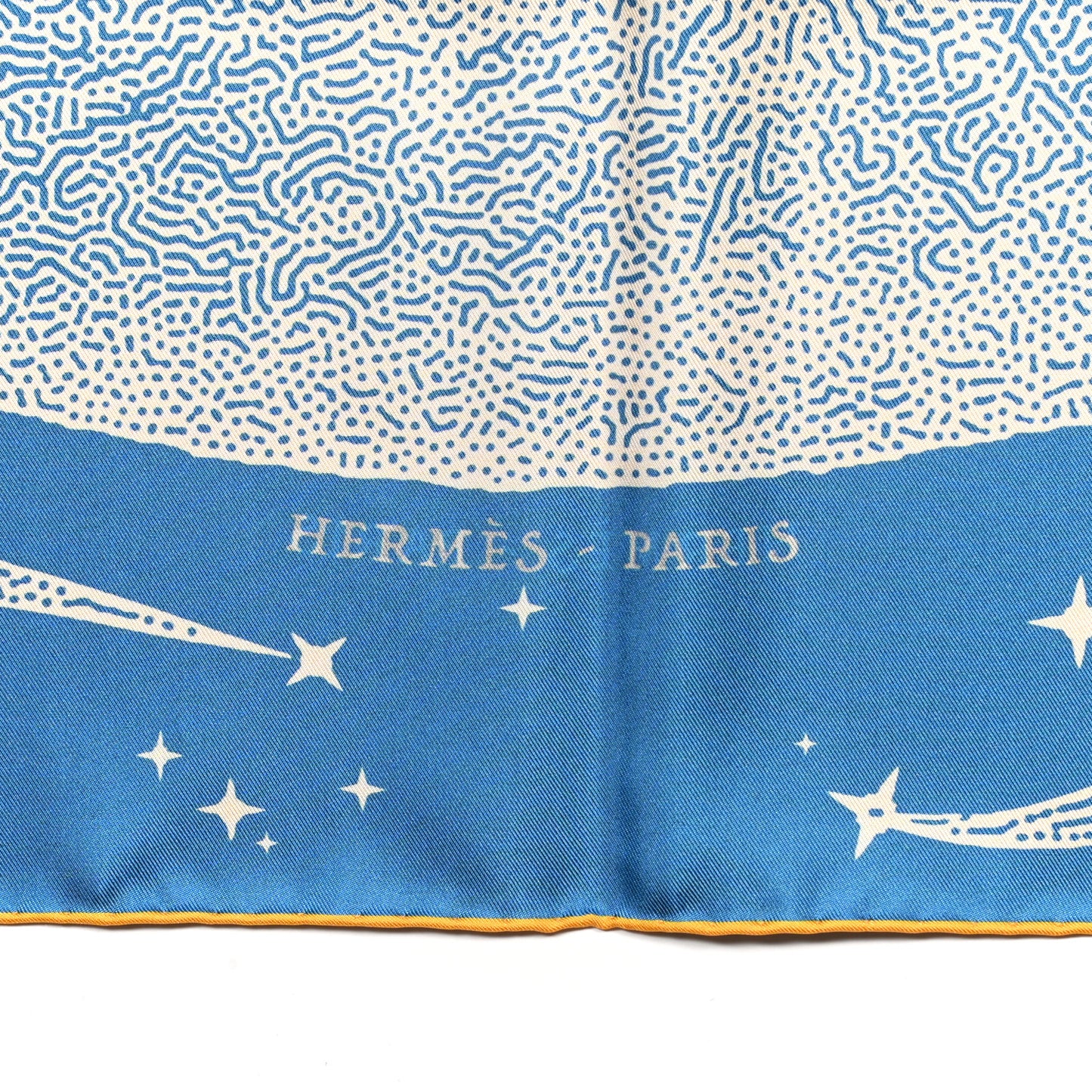 Silk Clair De Lune Double Face Scarf 90 Black Jaune D'Or Bleu
