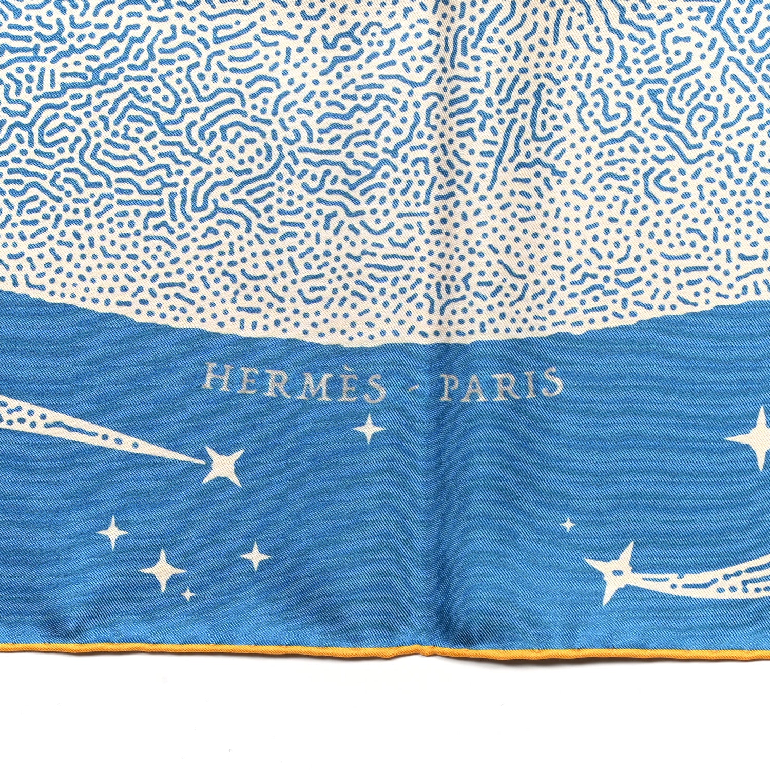 Hermes Silk Clair De Lune Double Face Scarf 90 Black Jaune D'Or Bleu 7 of 9