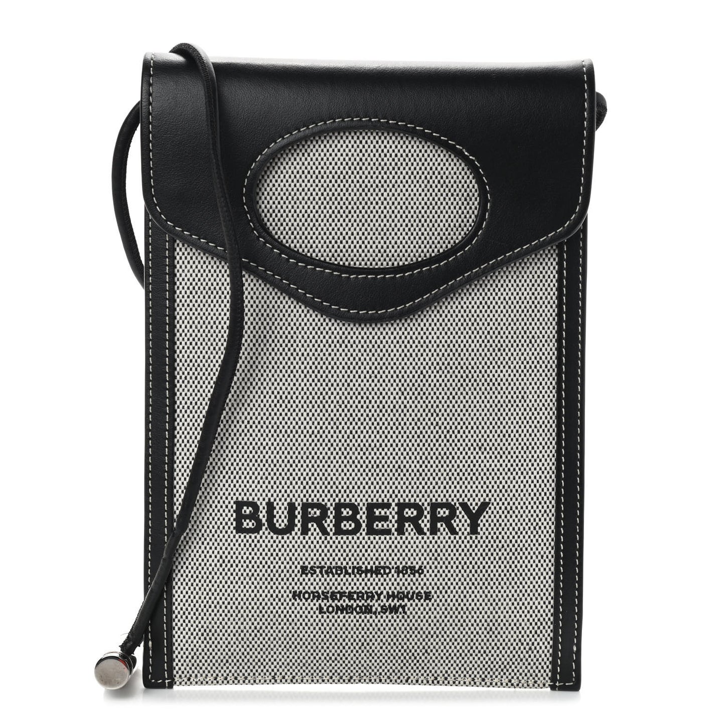 Cotton Canvas Calfskin Two Tone Phone Case Black