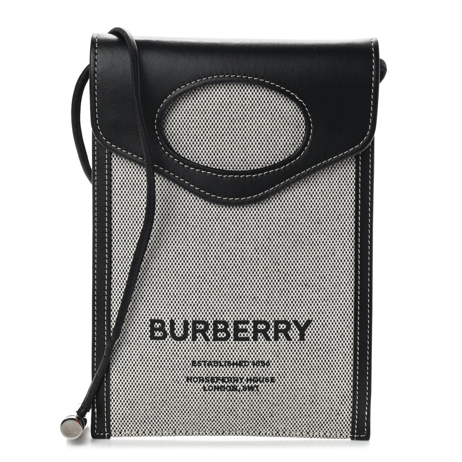 Burberry Cotton Canvas Calfskin Two Tone Phone Case Black 1 of 8
