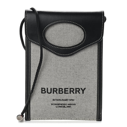 Burberry Cotton Canvas Calfskin Two Tone Phone Case Black 1 of 8