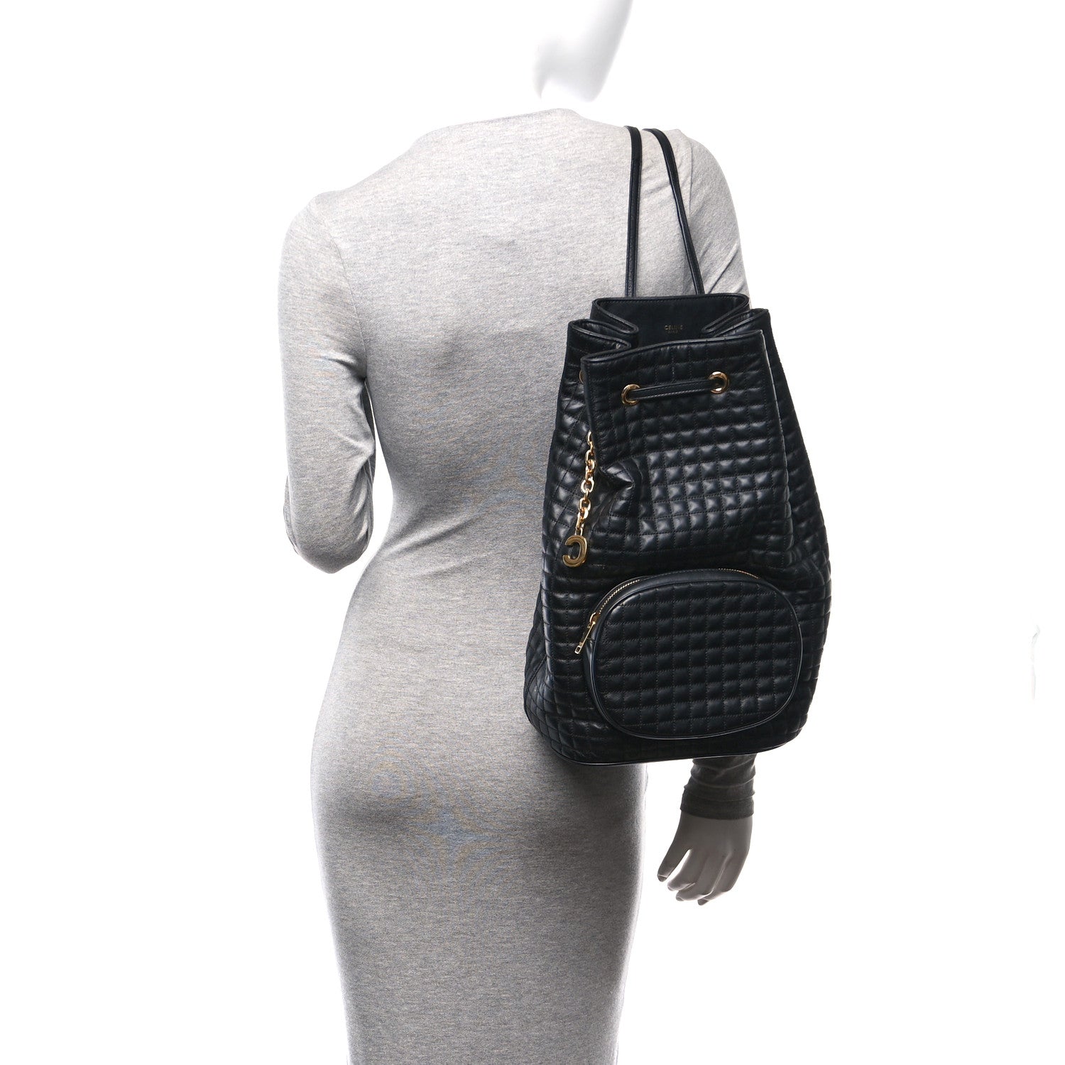Celine Calfskin Quilted Medium C Backpack Black 2 of 12