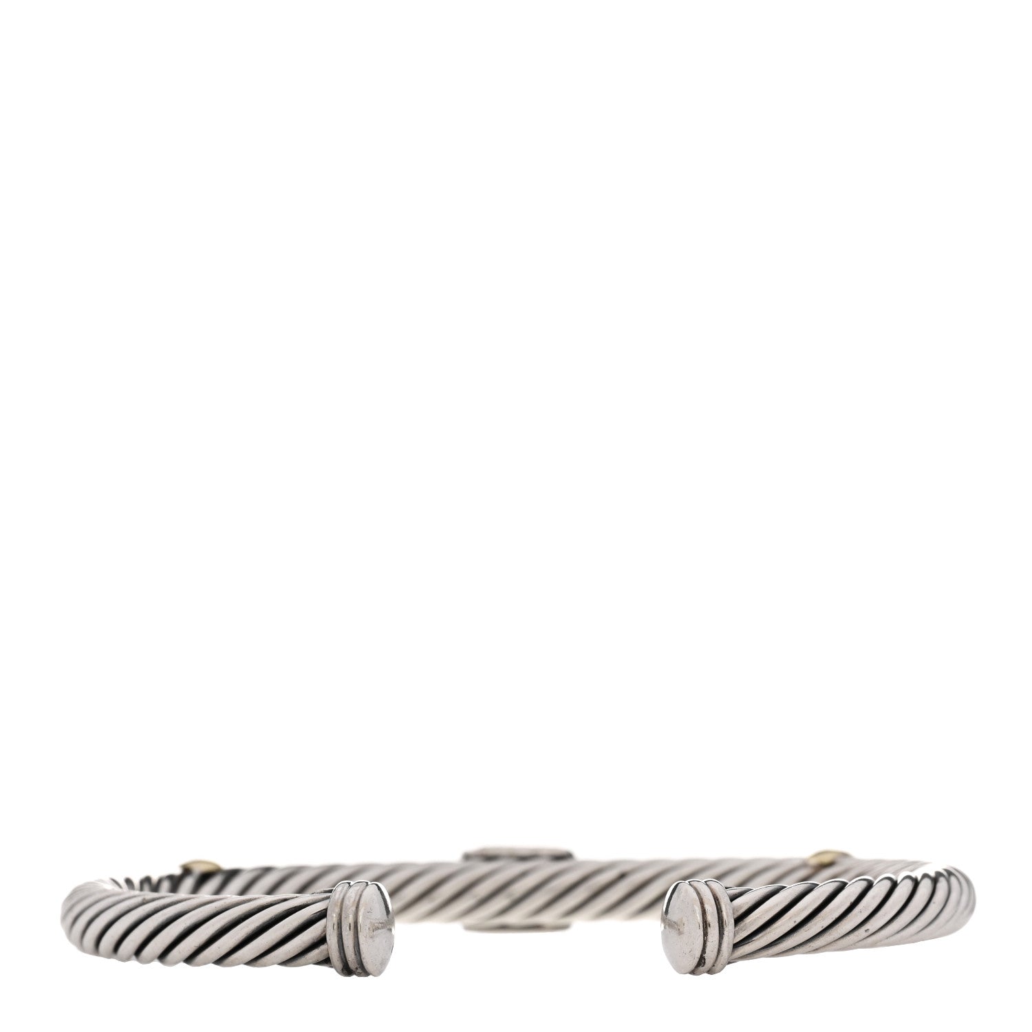 David Yurman Sterling Silver 14K Yellow Gold Peridot Pink Tourmaline 5mm Cable Renaissance Station Bracelet 2 of 3