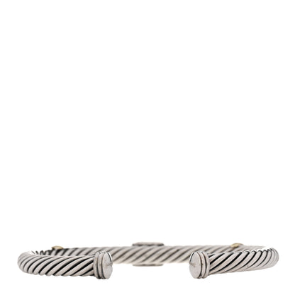 David Yurman Sterling Silver 14K Yellow Gold Peridot Pink Tourmaline 5mm Cable Renaissance Station Bracelet 2 of 3