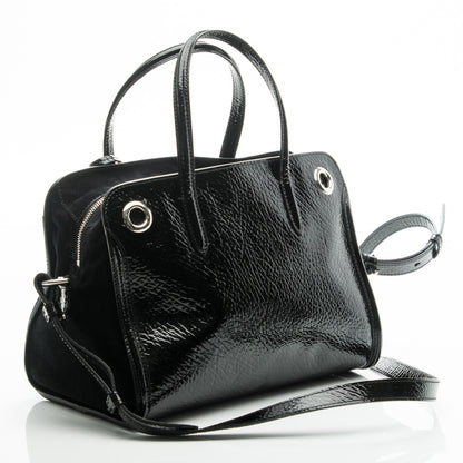 Alexander McQueen Patent Small Eyelet Padlock Skull Tote Black 3 of 7