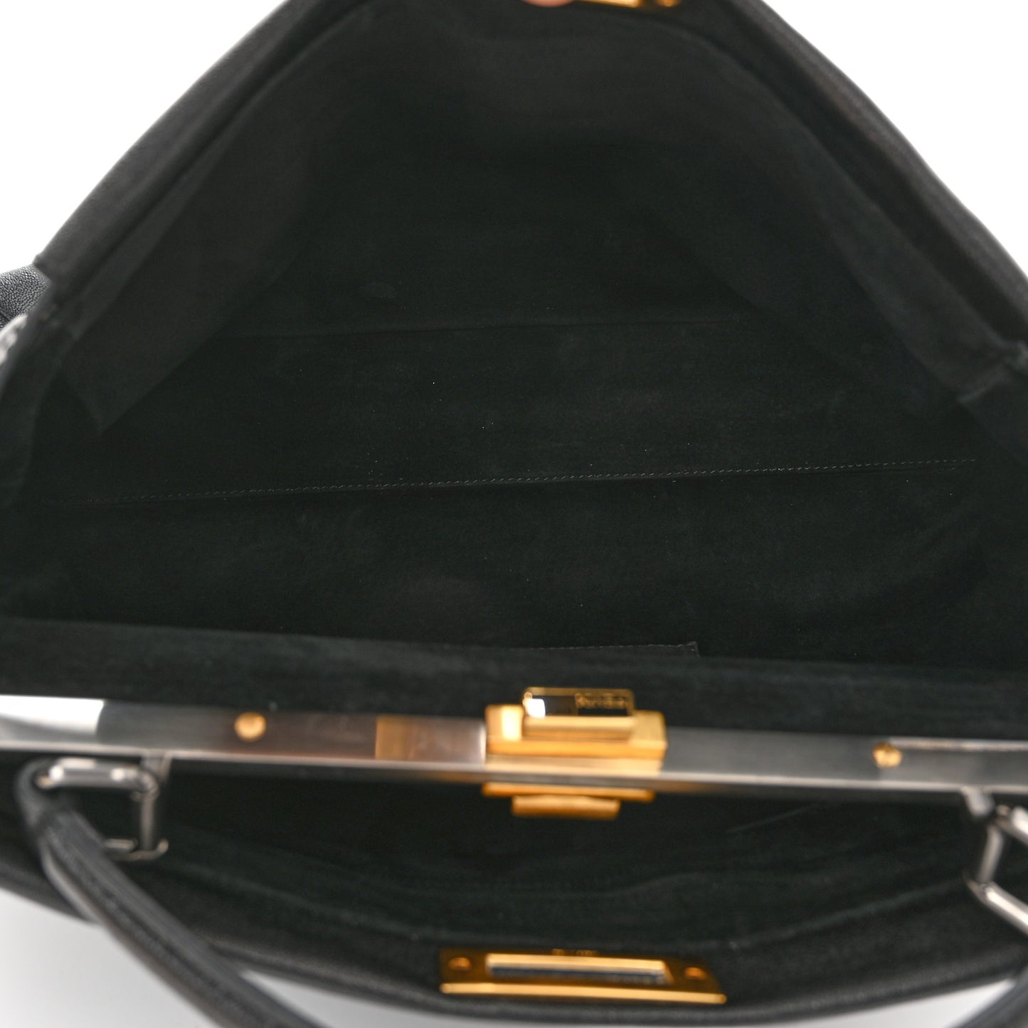 Goatskin Large Peekaboo Iconic Satchel Black