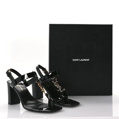 Saint Laurent Patent Calfskin Cassandra 75 Sandals 36 Black 10 of 10