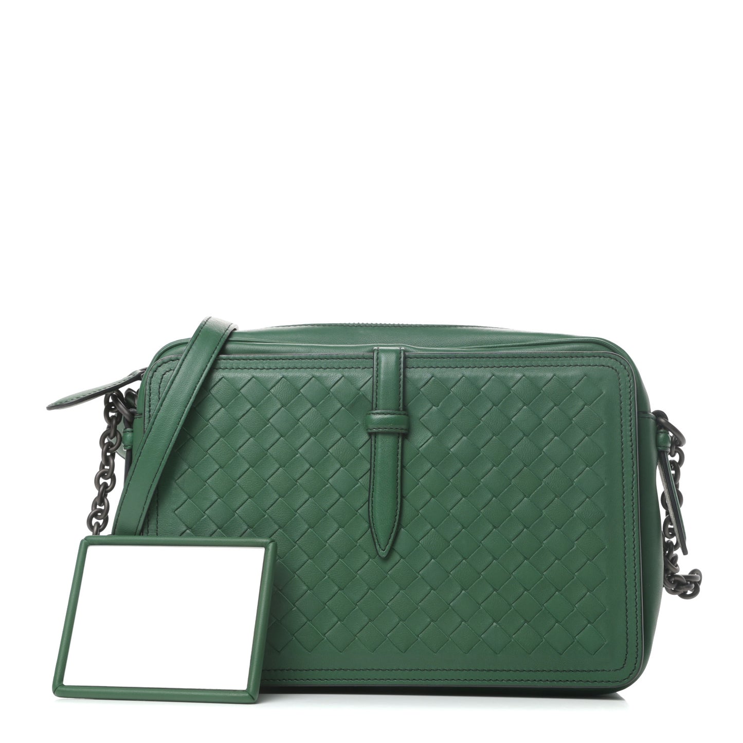 Nappa Intrecciato Medium Camera Shoulder Bag Green