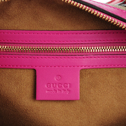 Gucci GG Supreme Monogram Moon Calfskin Small Boston Beige Ebony Hibiscus Red New Rosette 6 of 7