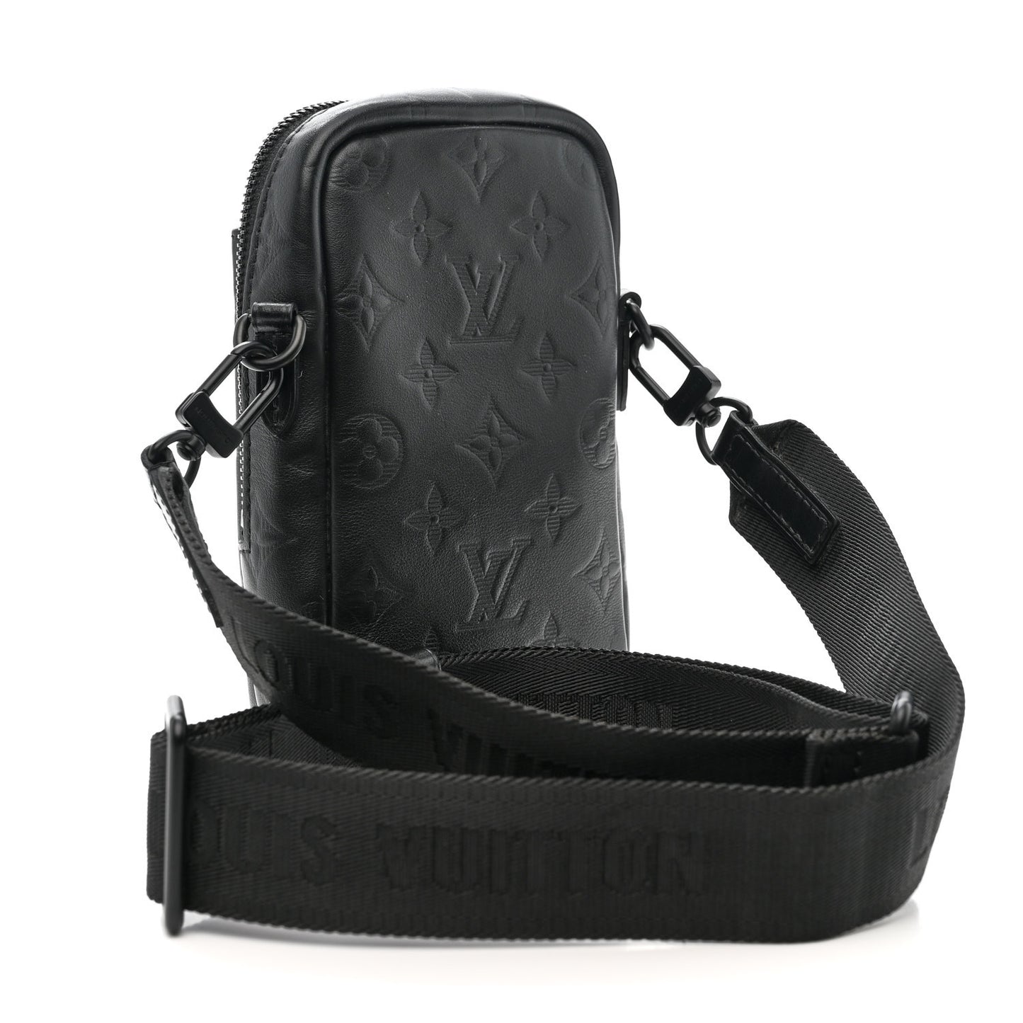 Calfskin Monogram Shadow Double Phone Pouch NM Black
