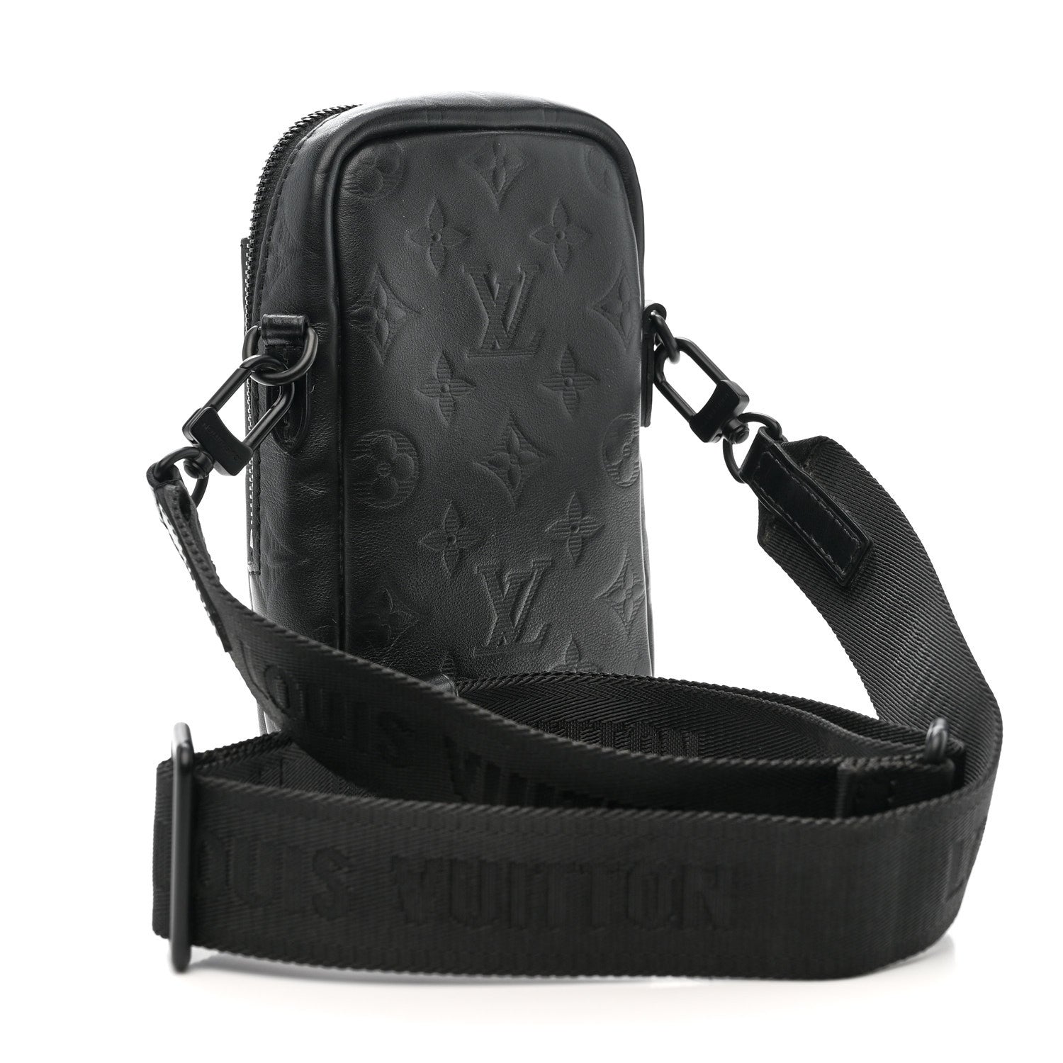 Louis Vuitton Calfskin Monogram Shadow Double Phone Pouch NM Black 2 of 8