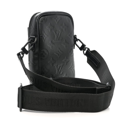 Louis Vuitton Calfskin Monogram Shadow Double Phone Pouch NM Black 2 of 8
