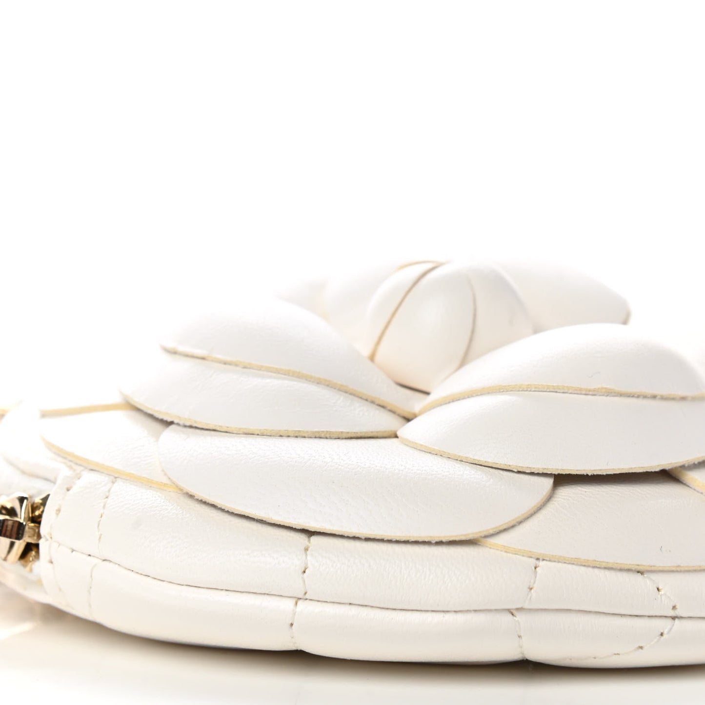 Lambskin Mini Camellia Bouquet Clutch With Chain White
