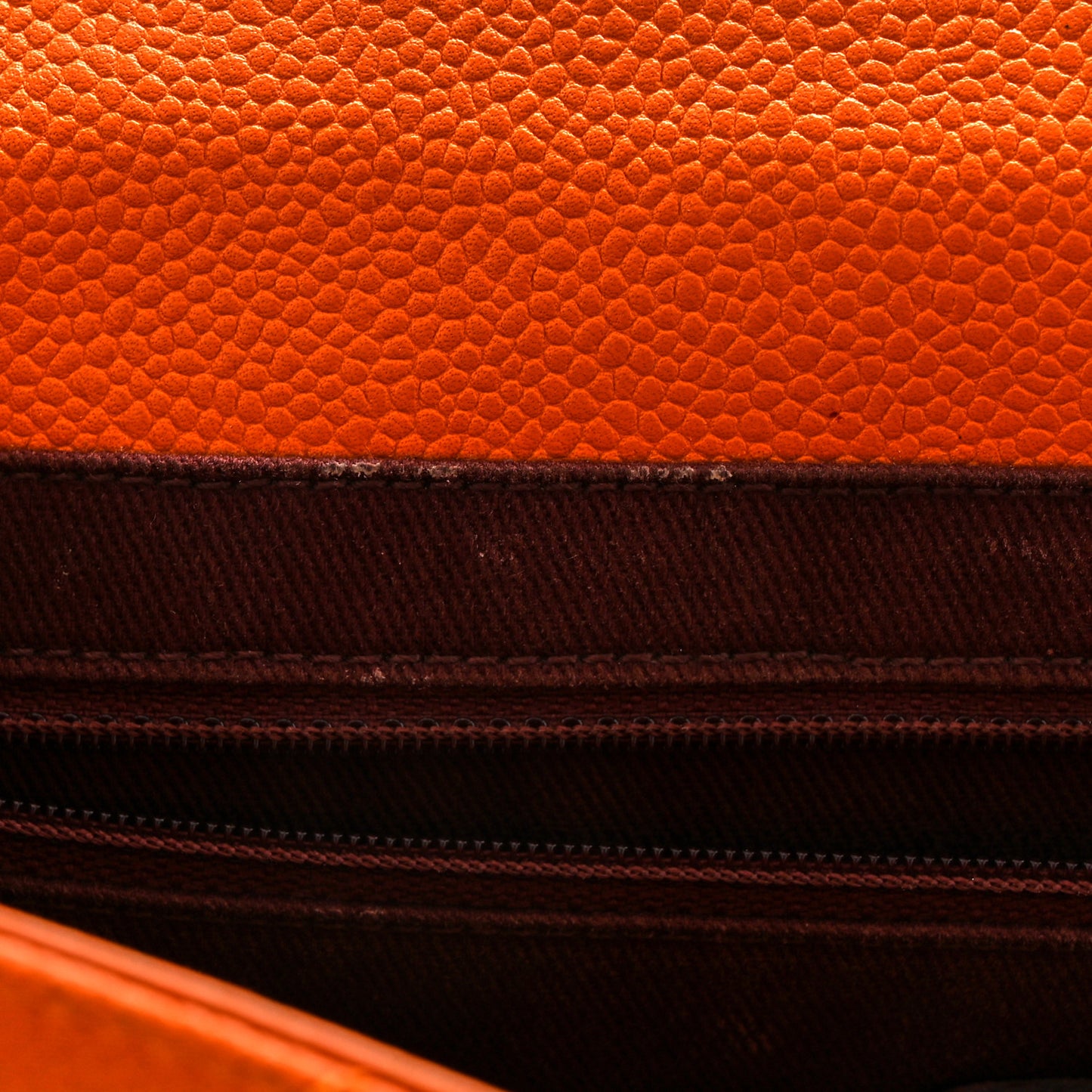Caviar Quilted Large Retro Class Flap Orange
