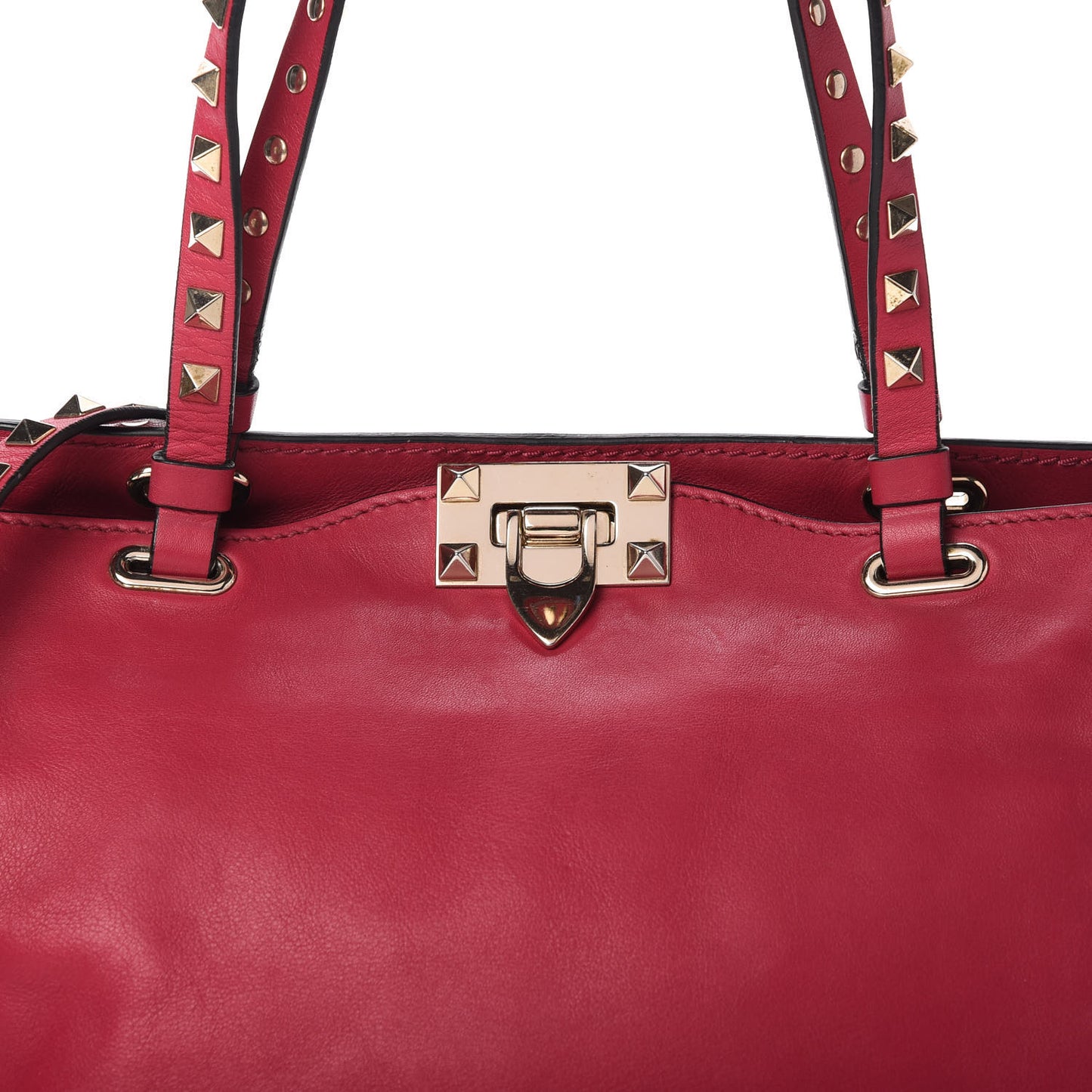 Vitello Small Rockstud Tote Fuchsia
