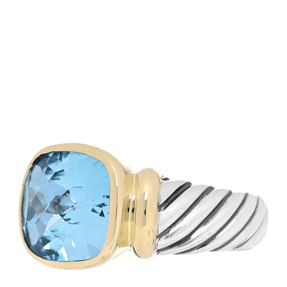 David Yurman Sterling Silver 14K Yellow Gold Blue Topaz 14mm Noblesse Ring 57 8 3 of 7