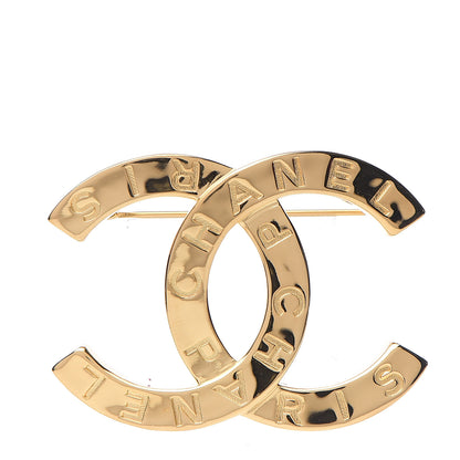 Chanel Metal Paris Button CC Large Brooch Gold 1 of 3