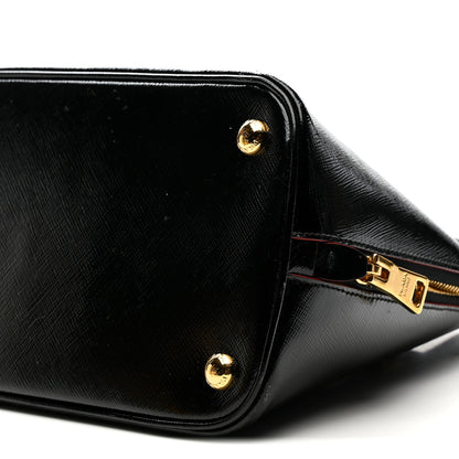 Prada Saffiano Vernice Medium Promenade Tote Black Rosso 12 of 18