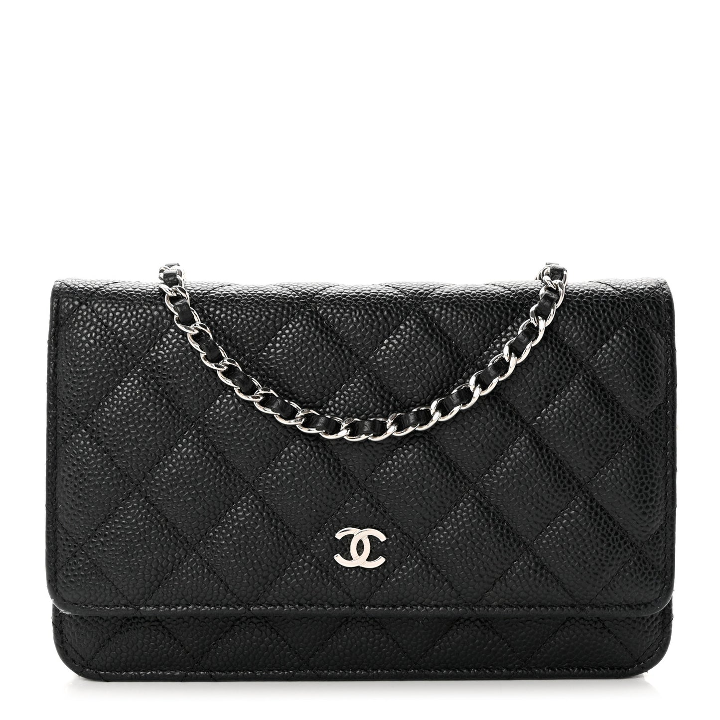 Caviar Quilted Wallet on Chain WOC Black