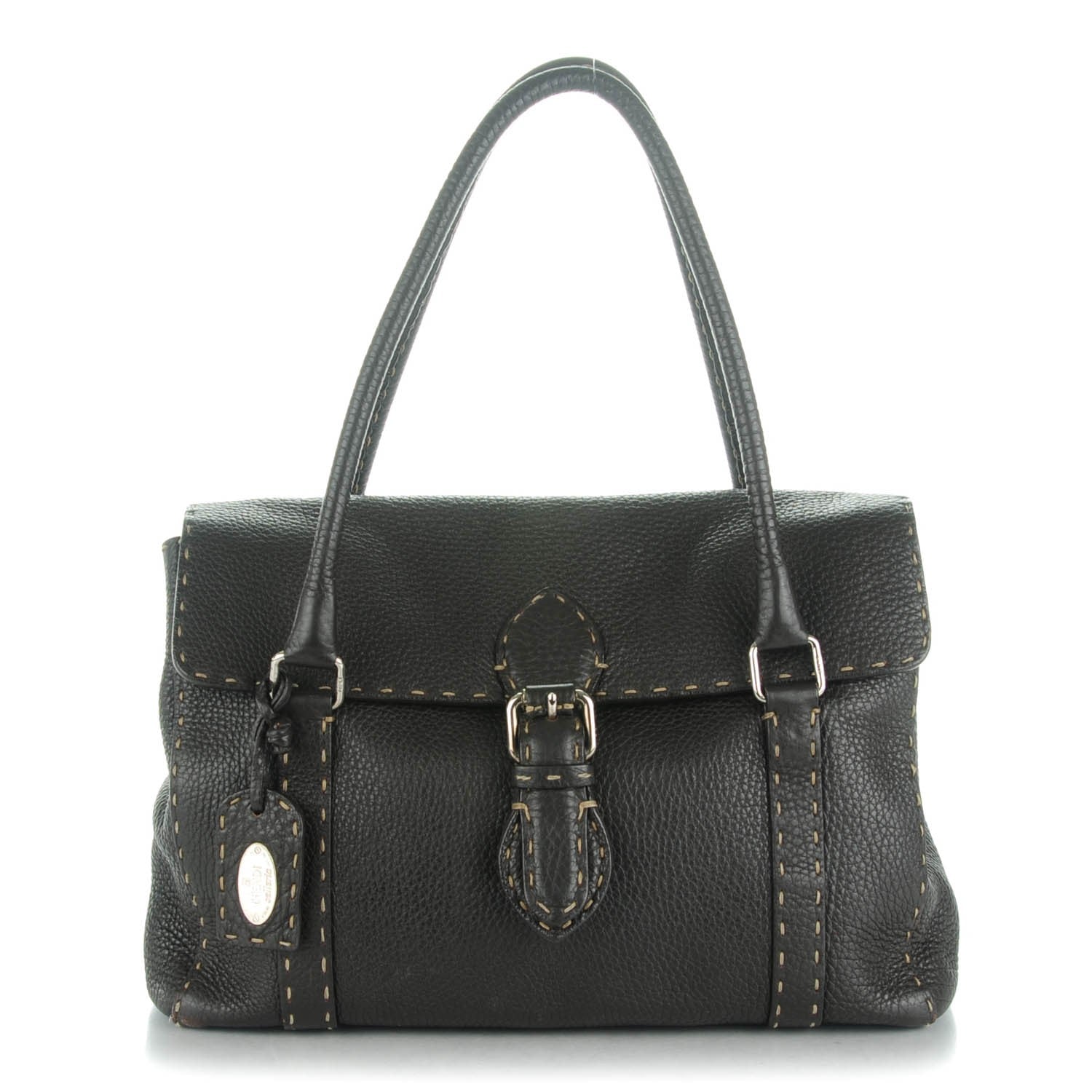 Fendi Calfskin Romano Selleria Medium Linda Satchel Brown 1 of 10