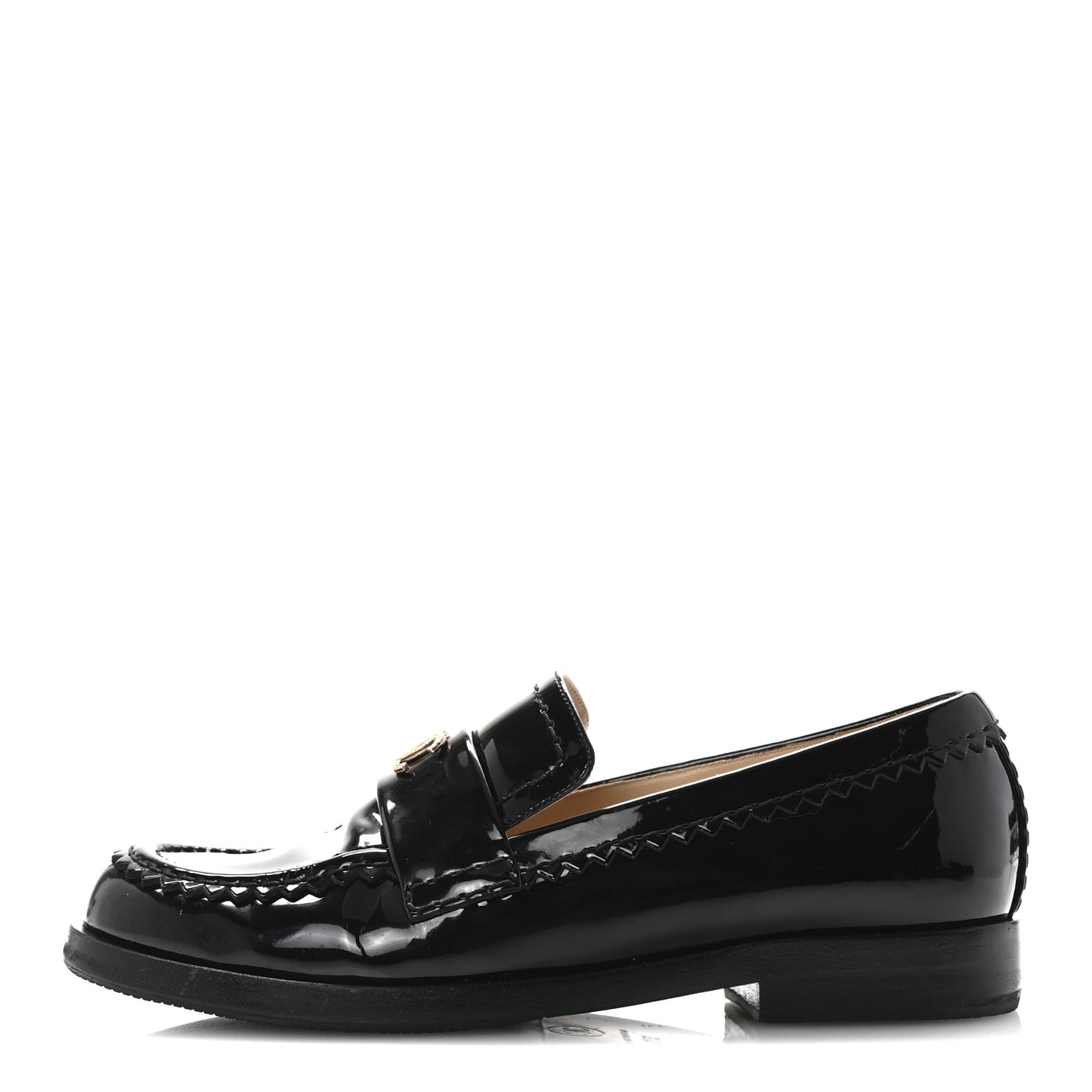 Patent Calfskin CC Mocassin Loafers 37.5 Black
