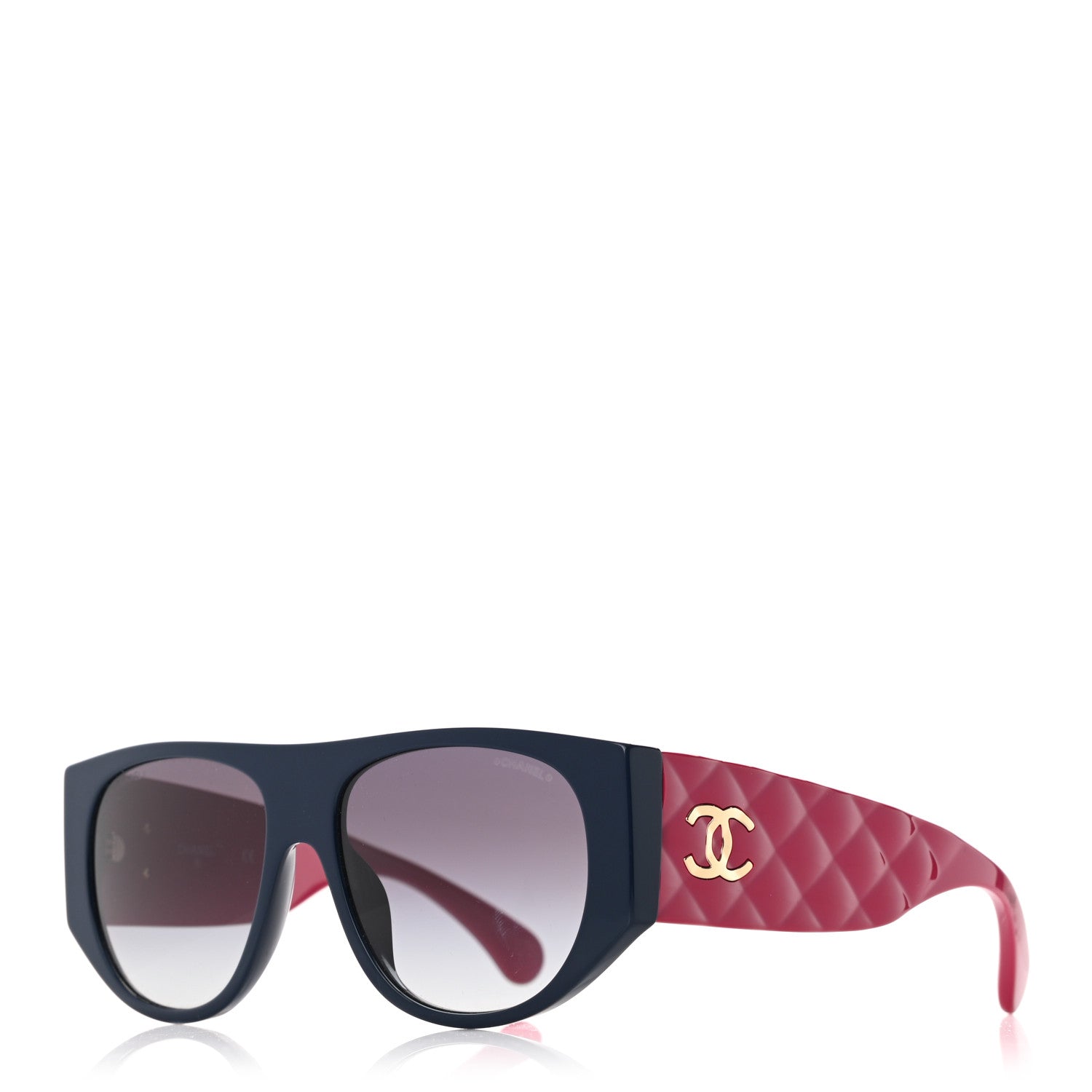 Chanel Acetate Quilted CC Pilot Sunglasses 71465 Pink Black 1 of 17