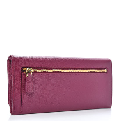 Prada Saffiano Metal Continental Flap Wallet Ametista 3 of 10