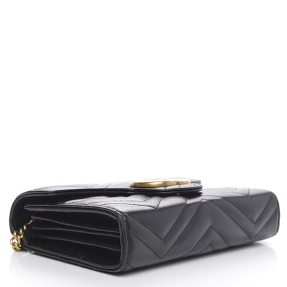 Gucci Calfskin Matelasse GG Marmont Chain Wallet Black 4 of 11