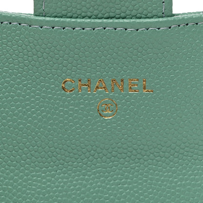 Chanel Caviar Quilted Flap Card Holder Wallet Light Green 6 of 8