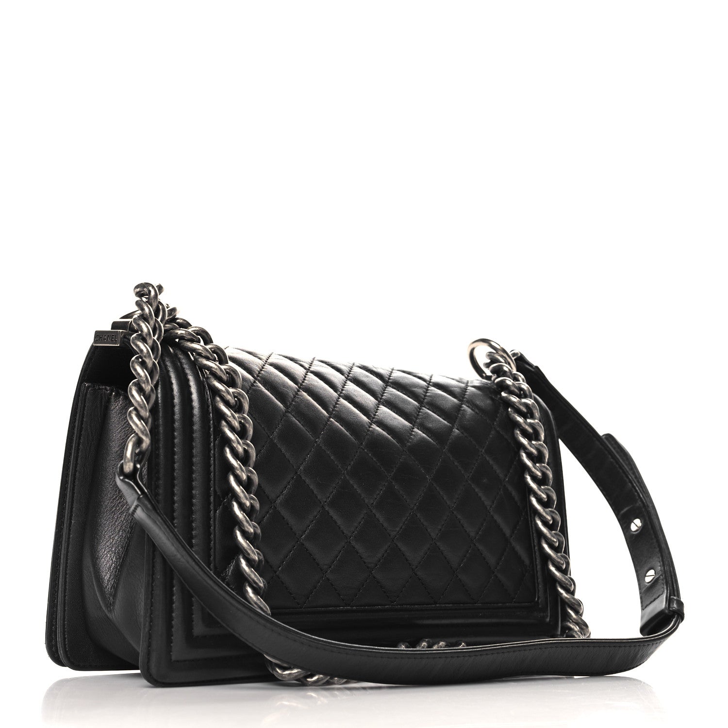 Chanel Metallic Calfskin Quilted Medium Boy Flap Black 3 of 12