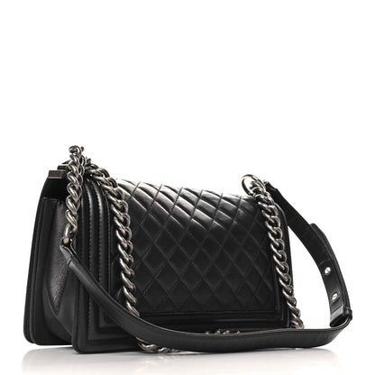 Chanel Metallic Calfskin Quilted Medium Boy Flap Black 3 of 12