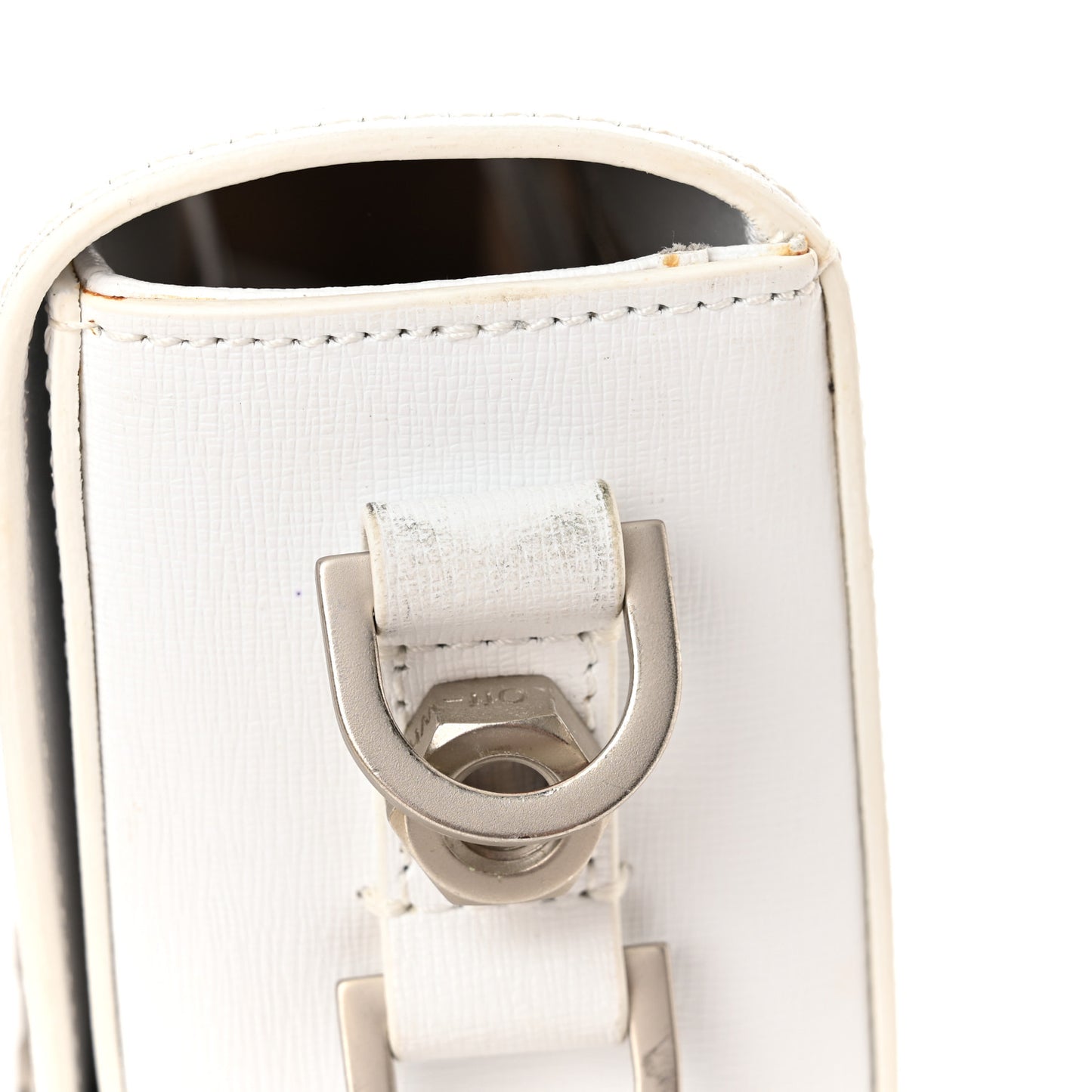 Calfskin Diag Striped Belt Bag Crossbody White Black