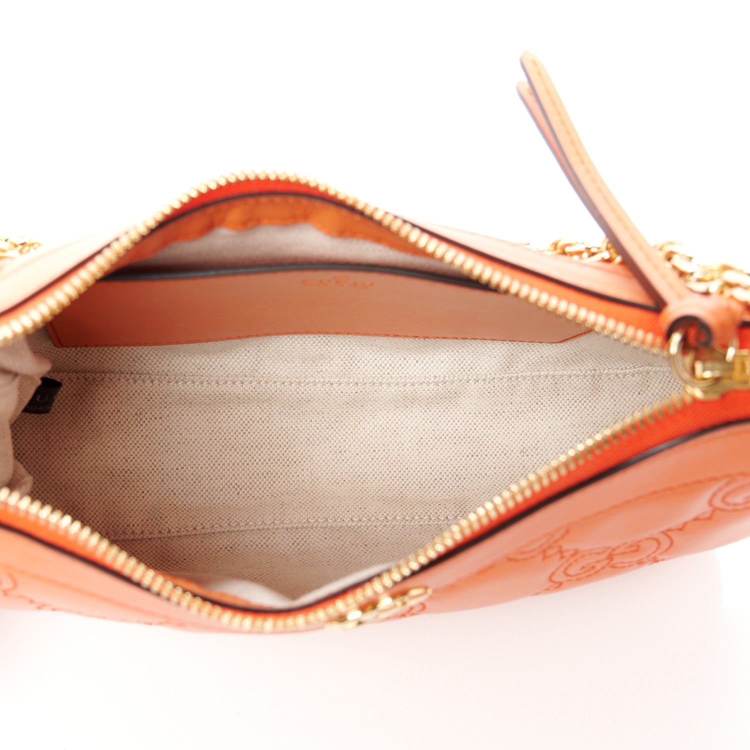 Gucci Calfskin GG Matelasse Chain Handbag Deep Orange Natural 5 of 11