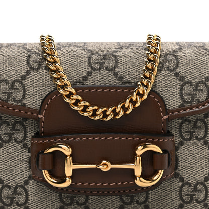 Gucci GG Supreme Monogram Azalea Calfskin Web Horsebit 1955 Wallet On Strap Beige Ebony Brown Sugar 8 of 10