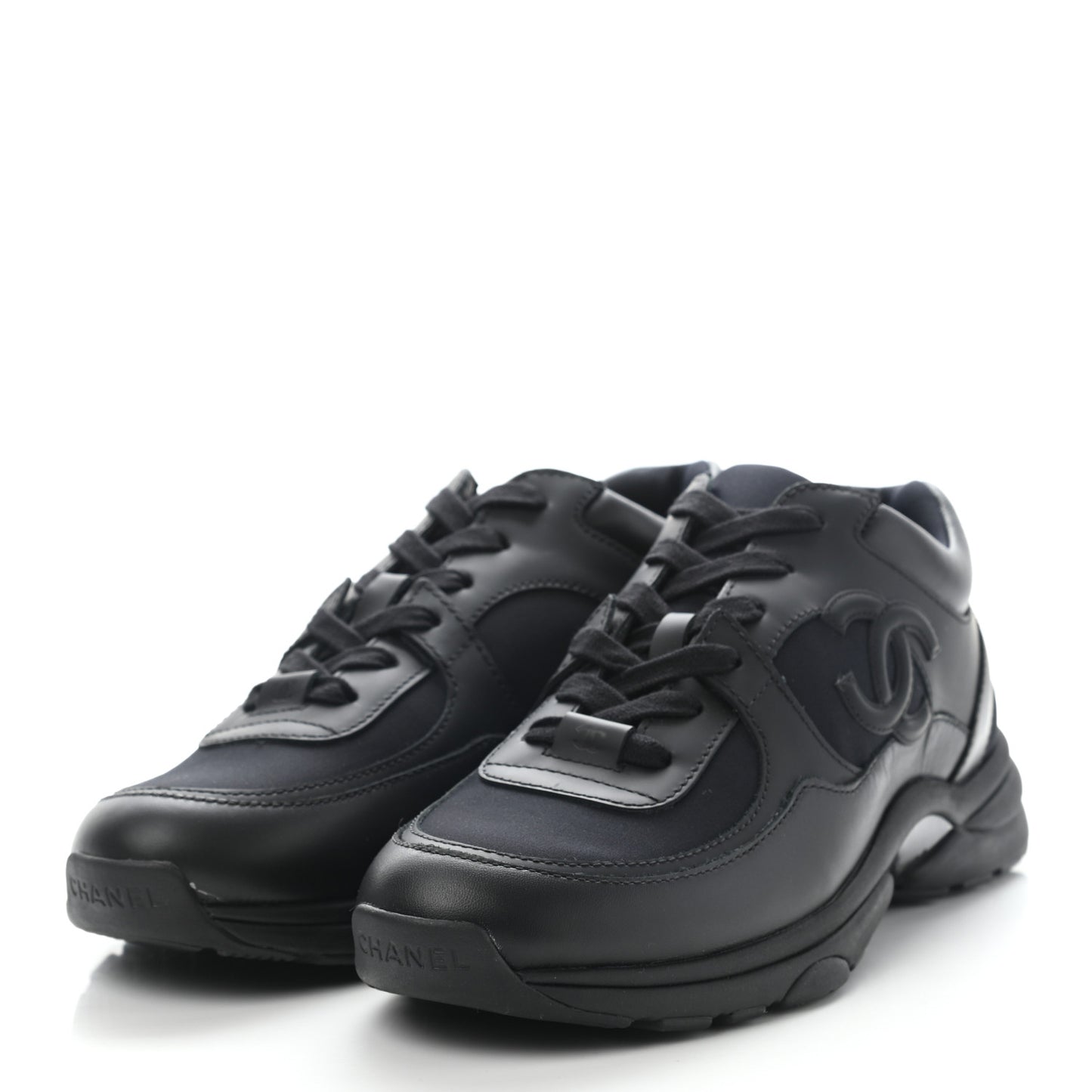 Lambskin Fabric CC Sneakers 36.5 Black