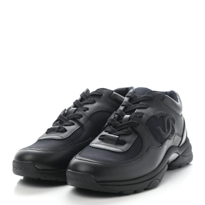 Chanel Lambskin Fabric CC Sneakers 36.5 Black 3 of 12
