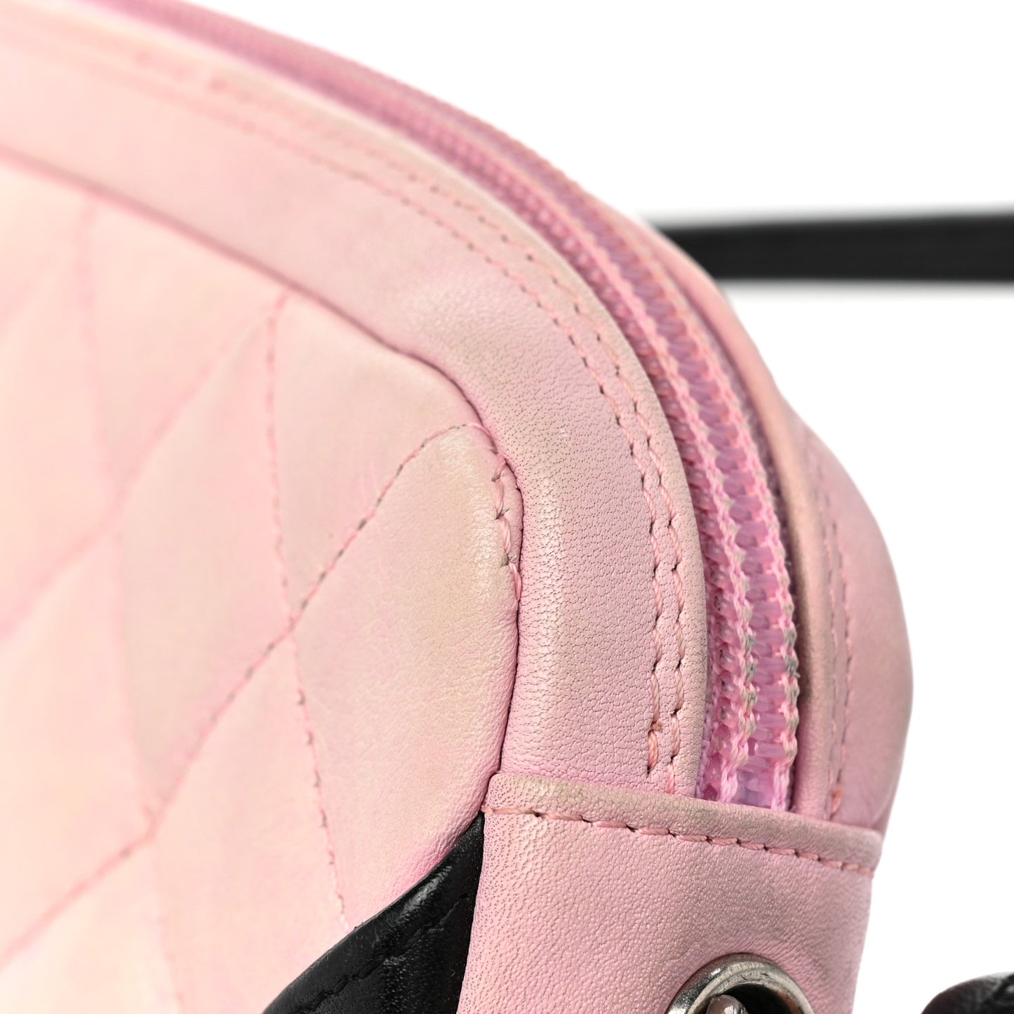 Calfskin Quilted Cambon Pochette Pink Black