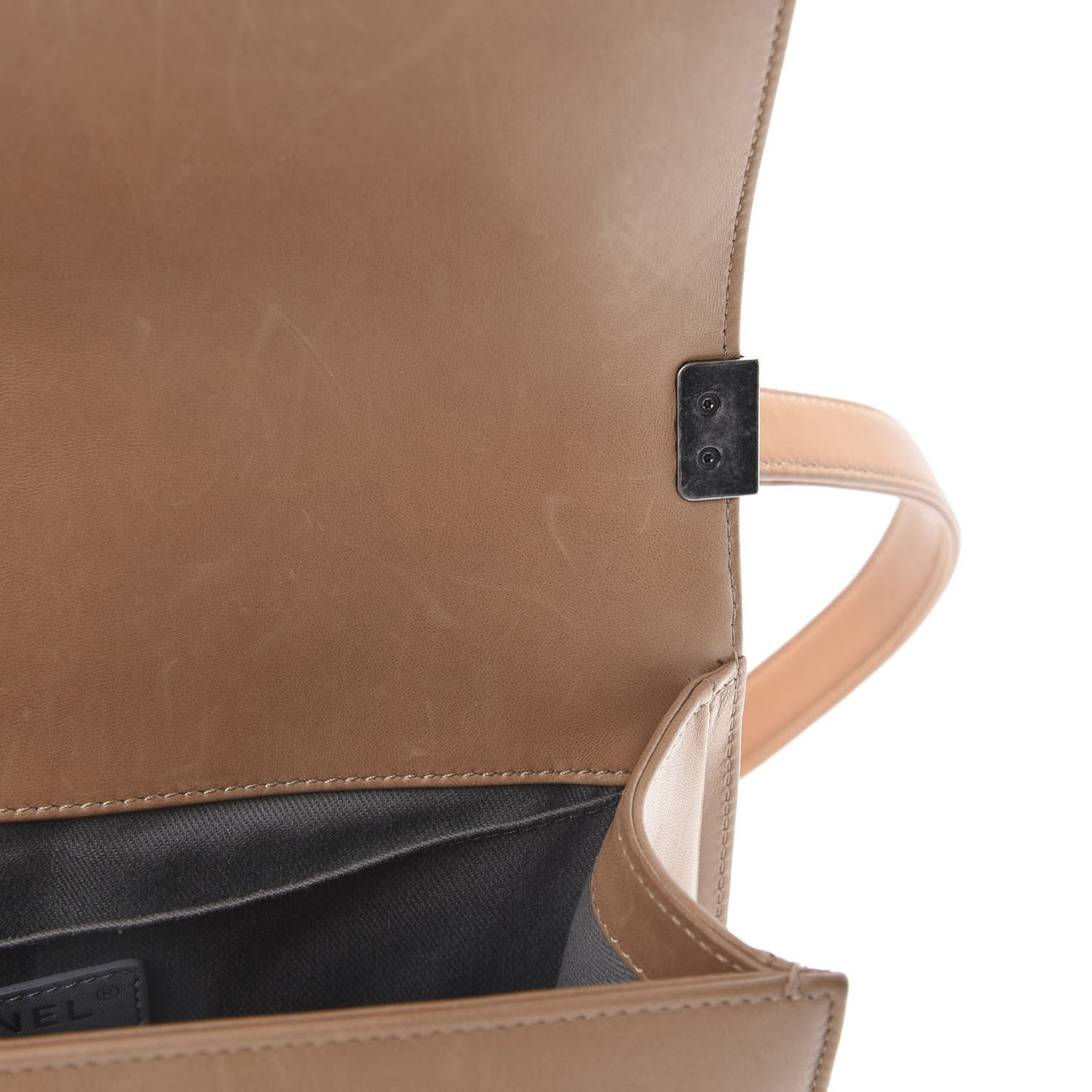 Lambskin Quilted Medium Boy Flap Beige