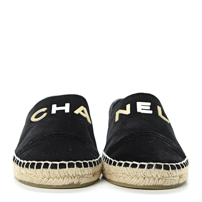Chanel Velvet Logo Espadrilles 38 Black 2 of 8