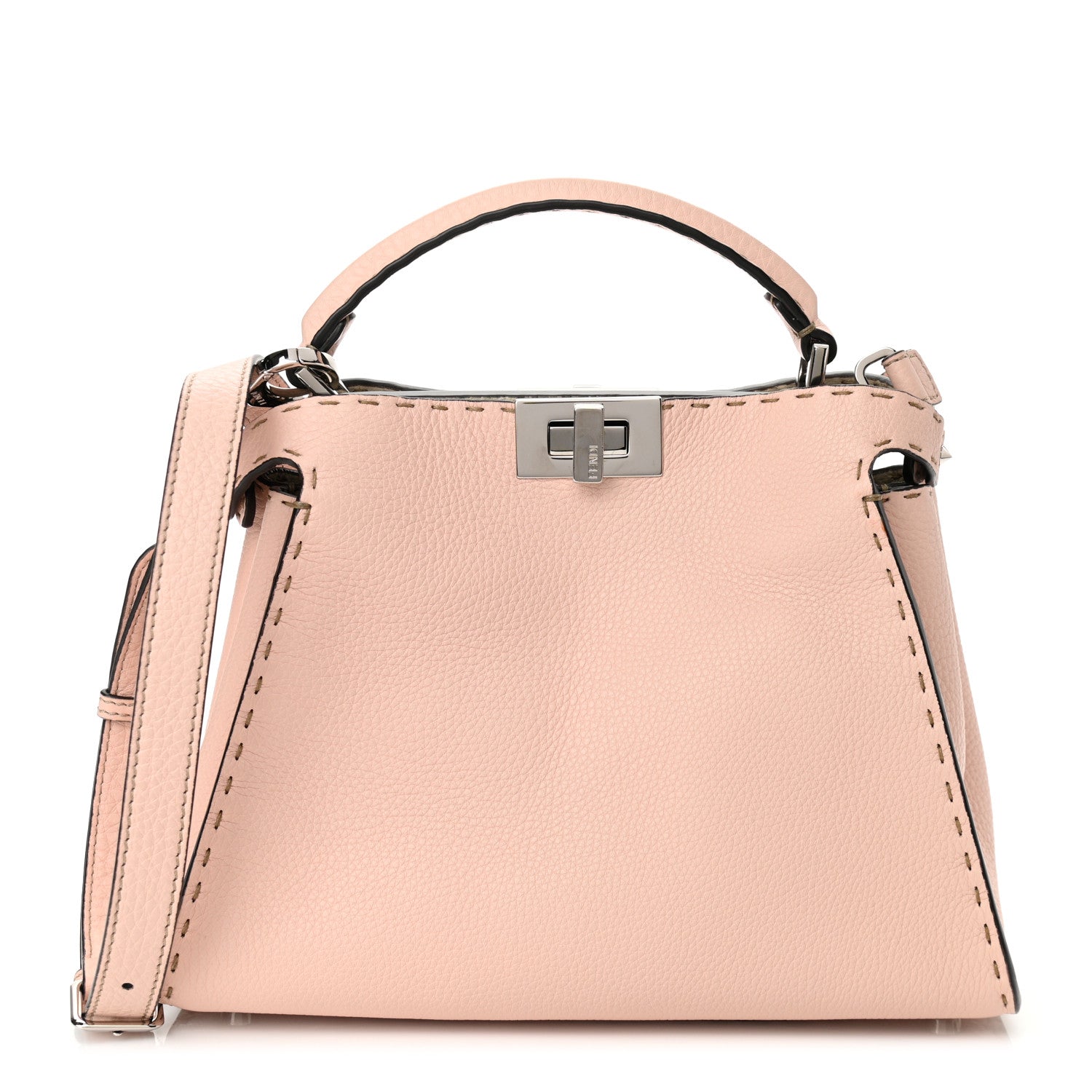 Fendi Cuoio Romano Selleria Bi-Color Medium Peekaboo Iconic Essentially Satchel Cipria Latte 1 of 10