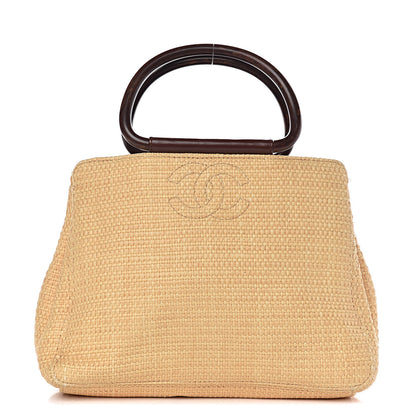 Chanel Woven Straw Raffia Wooden Handle Bag 1 of 11