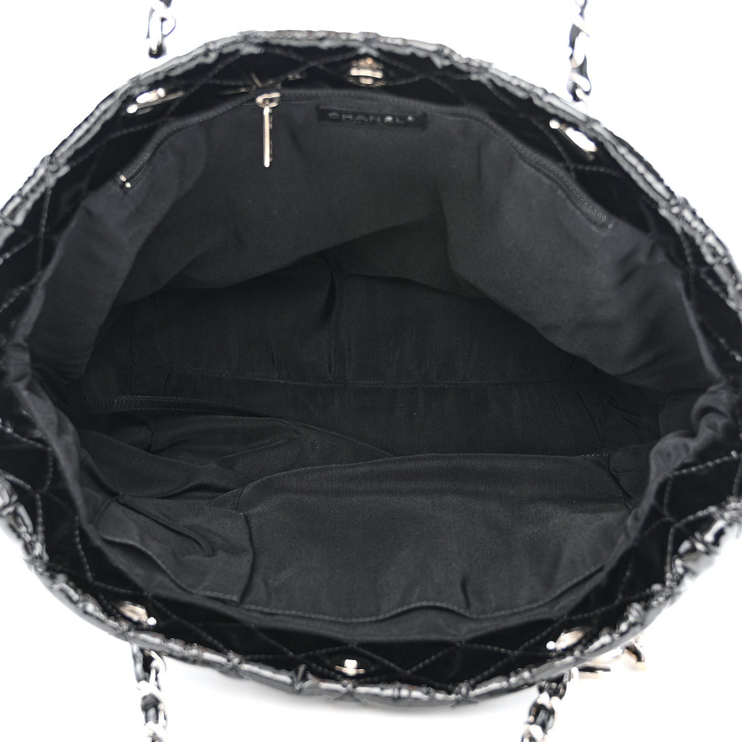 Patent Quilted Chic and Glitter Large Tote Black