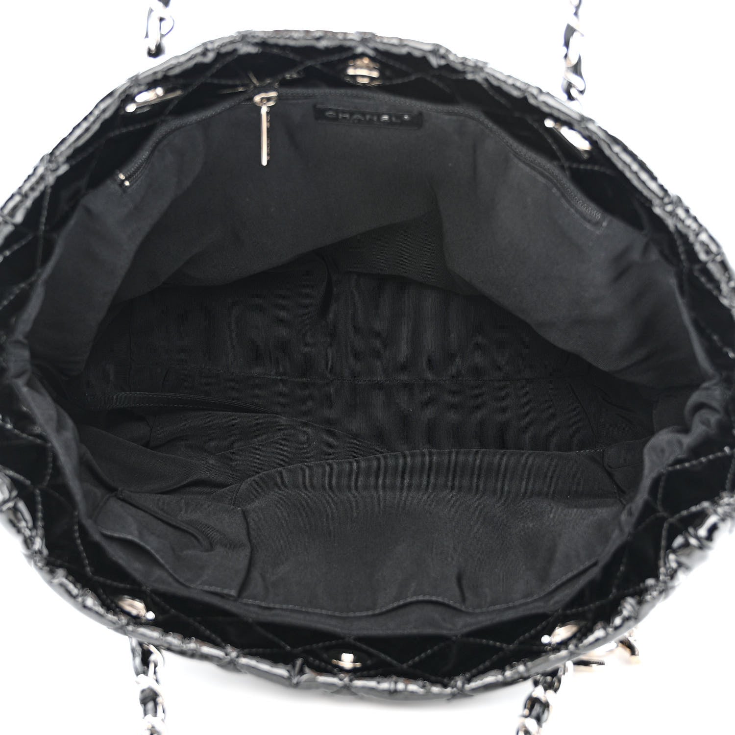 Chanel Patent Quilted Chic and Glitter Large Tote Black 5 of 10