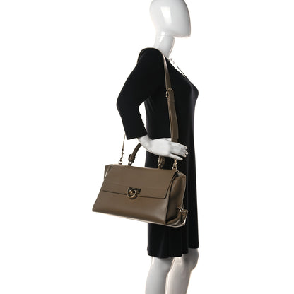 Salvatore Ferragamo Calfskin Sofia Gancini Satchel Brown 2 of 11