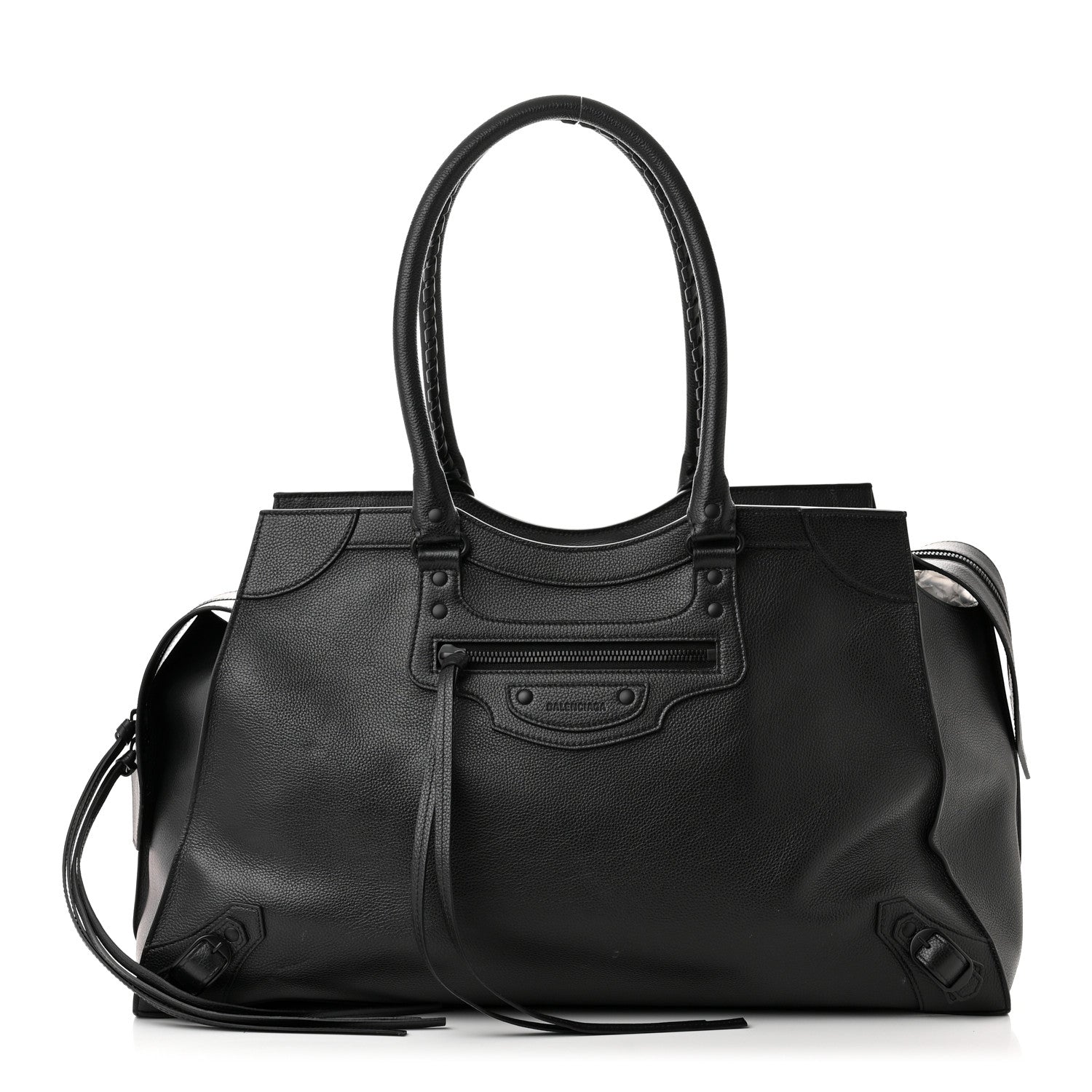 Balenciaga Grained Calfskin Neo Classic Black Hardware Large Top Handle Bag Black 1 of 11