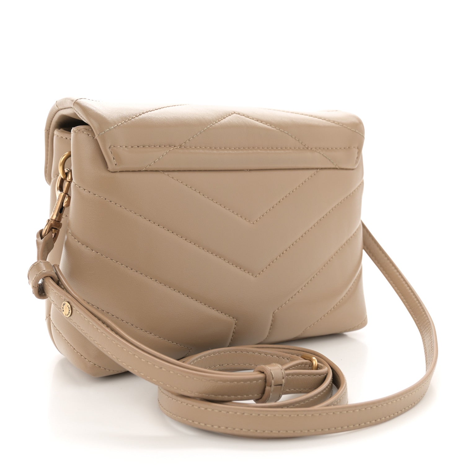 Saint Laurent Calfskin Y Quilted Monogram Toy Loulou Crossbody Bag Latte 2 of 12